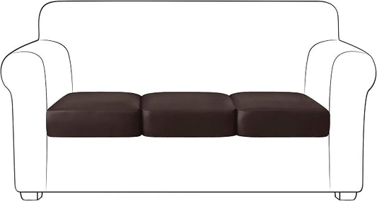 Yates Home PU Leather Couch Sofa Cushion Slipcover Water-Proof Elastic Chair RV Seat Covers Loveseat Sofa Furniture Protector Slip Cover for Settee Seater Replacement Living Room（3 Pieces, Chocolate）