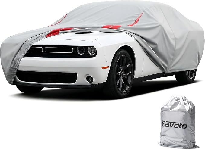 Favoto Car Cover Waterproof Custom Fit for Dodge Charger 2006-2026 | Windproof Heavy Duty Car Cover for Automobiles Outdoor with Reflective Strips All Weather Rain Dust Snow UV Protection