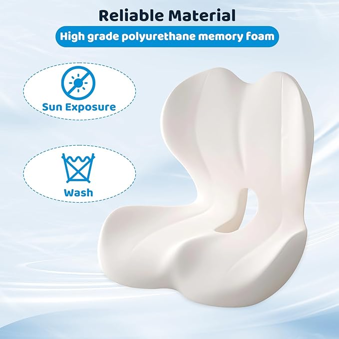 Memory Foma Car Seat Cushion Reducing Sciatica Pressure, Truck Driver Long Sitting Hemorrhoid Pillow, Thick Ergonomic Non Slip Wheelchair Cushions, Comfort Office Home Chair Back Cushion