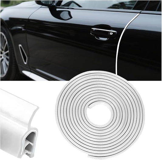 Osilly Car Door Protector Edge Guards, 33Ft Anti Collision U Shaped Automobile Door Seal Protector, No Glue Vehicle Exterior Edge Trim Protective Strip Accessories, Universal Fit (White)