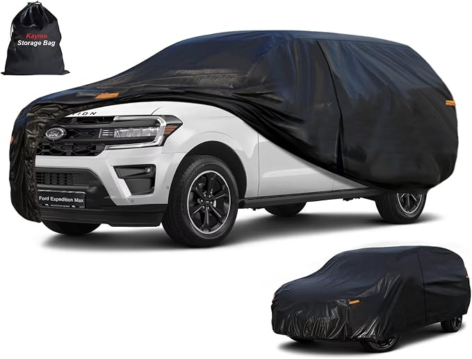 Kayme 7 Layers SUV Car Cover Custom Fit for Ford Expedition Max (2017-2026), Waterproof All Weather for Automobiles,Rain Sun UV Protection.Black