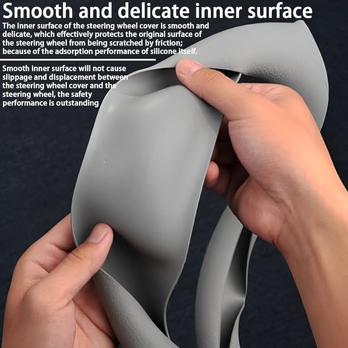 AICEL Car Silicone Steering Wheel Cover, Soft Anti-Slip Auto Steering Wheel Protector Fit 14 Inch, Universal Vehicle Interior Accessories for Cars, SUVs, Trucks, and Vans (Red)