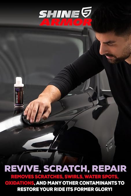 SHINE ARMOR Car Scratch Remover 4oz - Advanced Car Paint Scratch Repair & Restorer, Revives Faded Paint, Scratch Remover for Vehicles, Corrects Surface Marks & Leaves Streak-Free Gloss