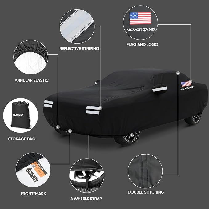 Car Cover Compatible with Dodge Challenger, Full Car Covers Waterproof All Weather Dustproof, Snowproof, UV Protection Car Covers for Automobiles Universal Fit Dodge Challenger