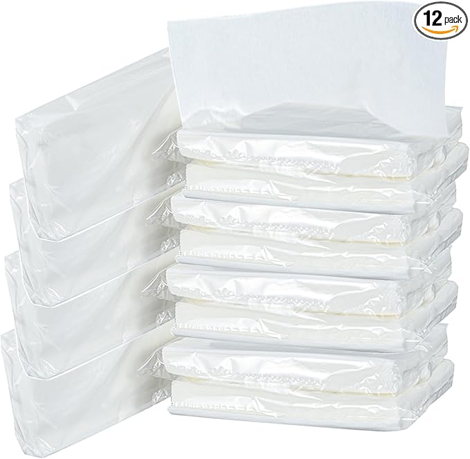 12 Bags Car Tissue Refills, 360 Sheets Car Travel Napkins, Disposable White Facial Tissues for Visor Holder