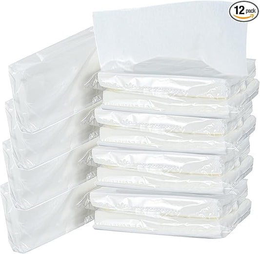 12 Bags Car Tissue Refills, 360 Sheets Car Travel Napkins, Disposable White Facial Tissues for Visor Holder
