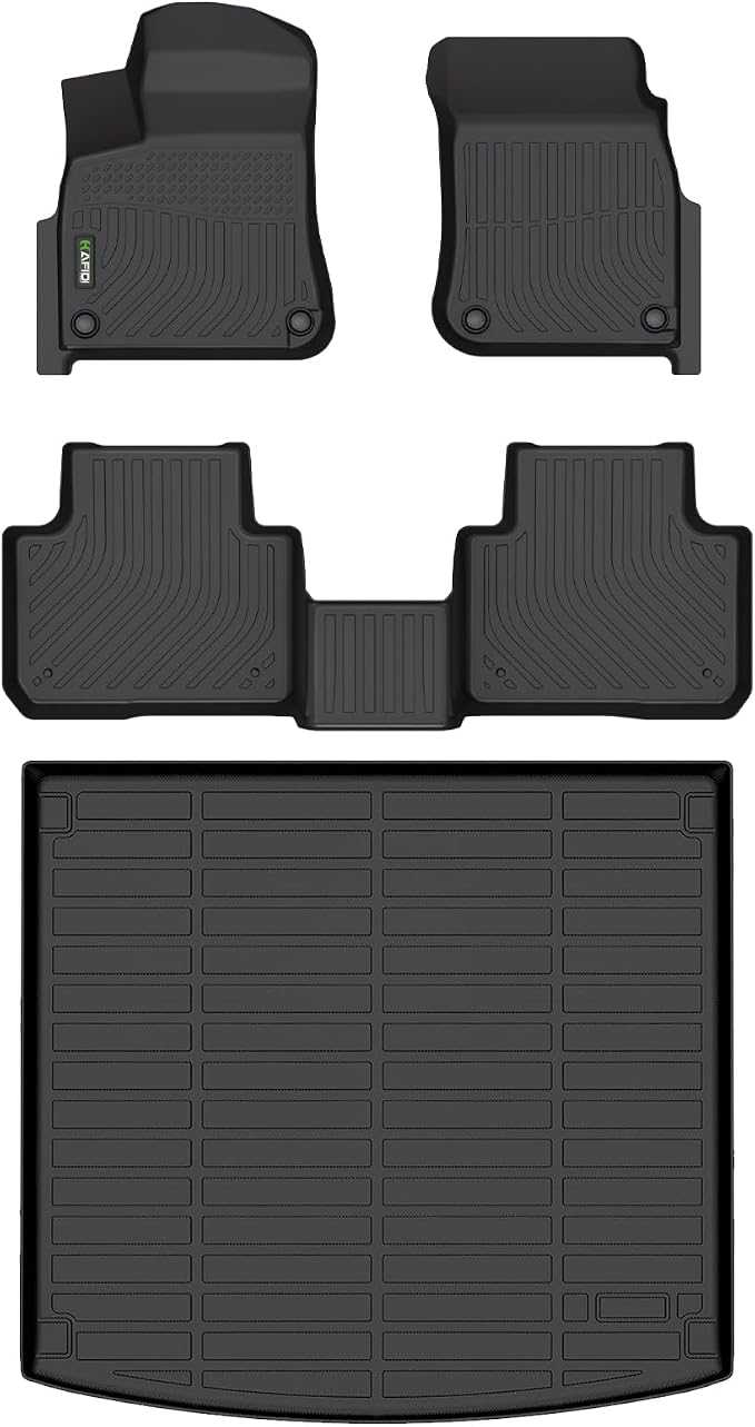 Floor Mats & Cargo Liner Custom for Porsche Cayenne 2019-2026 All Weather Protection TPE Heavy Duty Non-Slip Automotive Floor Liners Fits Full Set Accessories, Black