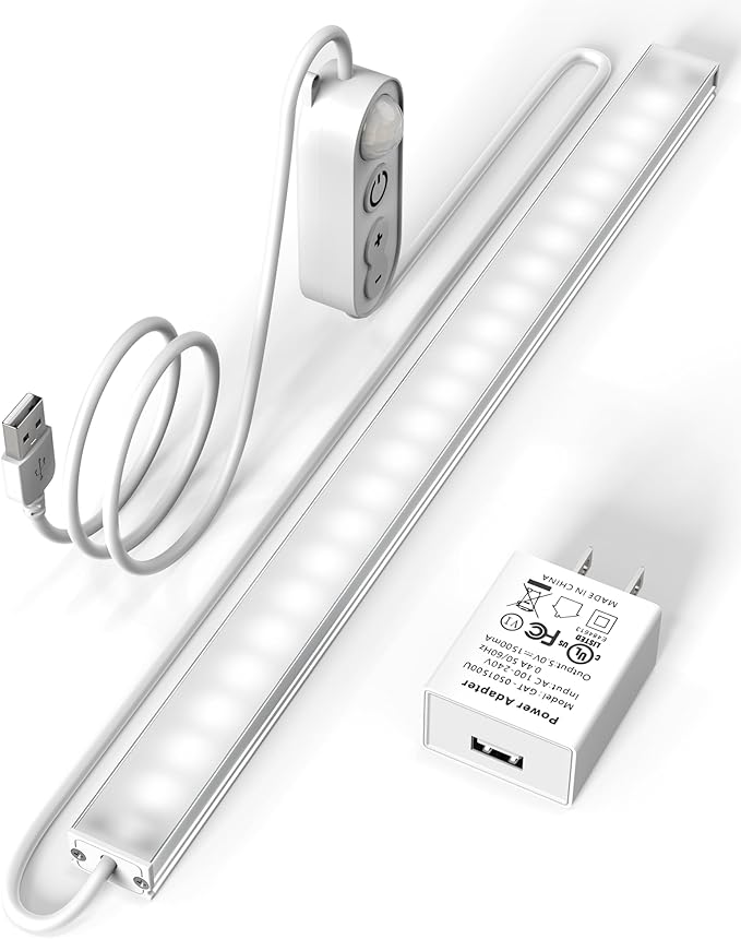 ASOKO Motion Sensor Dimmable Led Under Cabinet Light, 12" Cool White | ASOKO Motion Sensor Dimmable Led Under Cabinet Light, 12" Plug in Cool White 6000K Bar for Kitchen Counter Closet