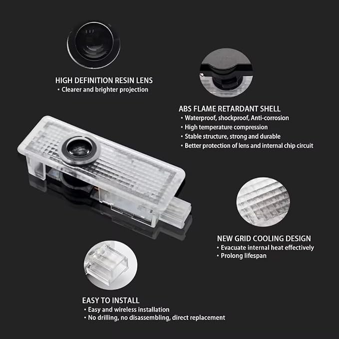 2Pcs Car Door Lights, HD LED Lighting Projector Welcome Light is Compatible with 1/3/4/5/6/7/X1/X2/X3/X4/X5/X6/X7/M/Z/GT