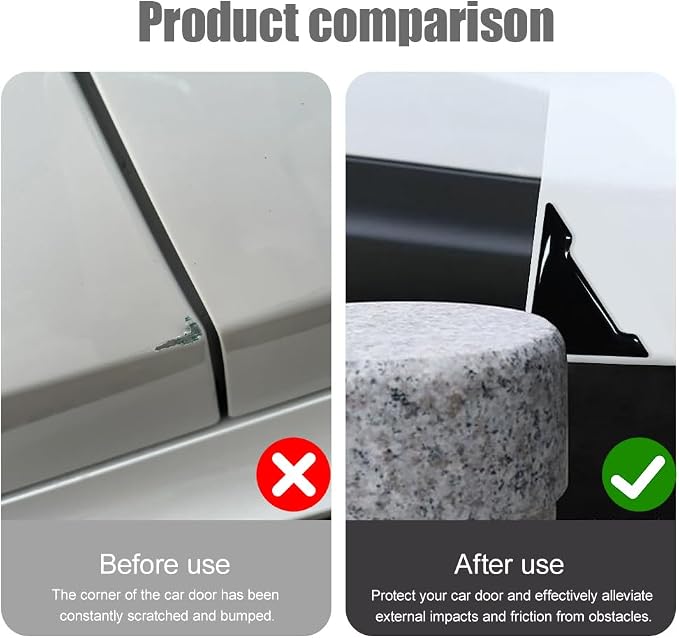 4PCS Car Door Guard Protector, Car Door Edge Guard, Anti-Collision Vehicle Side Corner Protector, Auto Accessories Self-Adhesive Auto Edge Protection Cover Fit for Most Vehicle (Black)