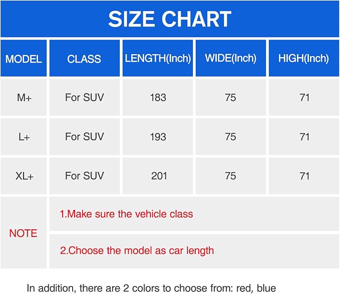 Car Cover Waterproof All Weather for Automobiles, 6 Layers Outdoor Full Exterior Cover Rain Sun UV Snowproof Protection with Zipper Cotton, Mirror Pocket for SUV (191-201 inch)