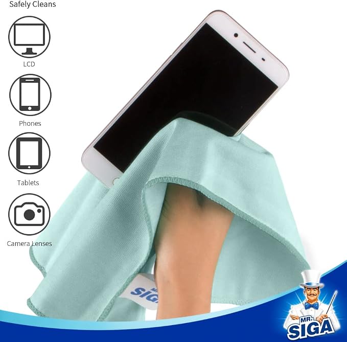 MR.SIGA Ultra Fine Microfiber Cloths for Glass, Pack of 12, 35 x 40cm 13.7" x 15.7" | Lint free window cleaning cloths, ultra fine microfiber polishing cloths, 35 x 40 cm(13.8 x 15.7 inch)