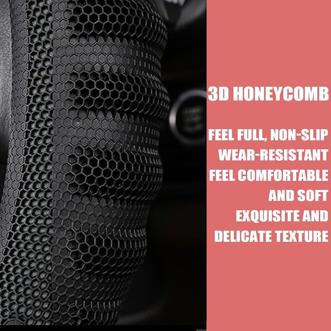 Osilly Car Steering Wheel Cover, Anti-Slip Leather Breathable Comfortable Automotive Steering Wheel Cover Protector Decoration for Men and Women, 15 Inch Universal for SUV, Truck, RV（Black）