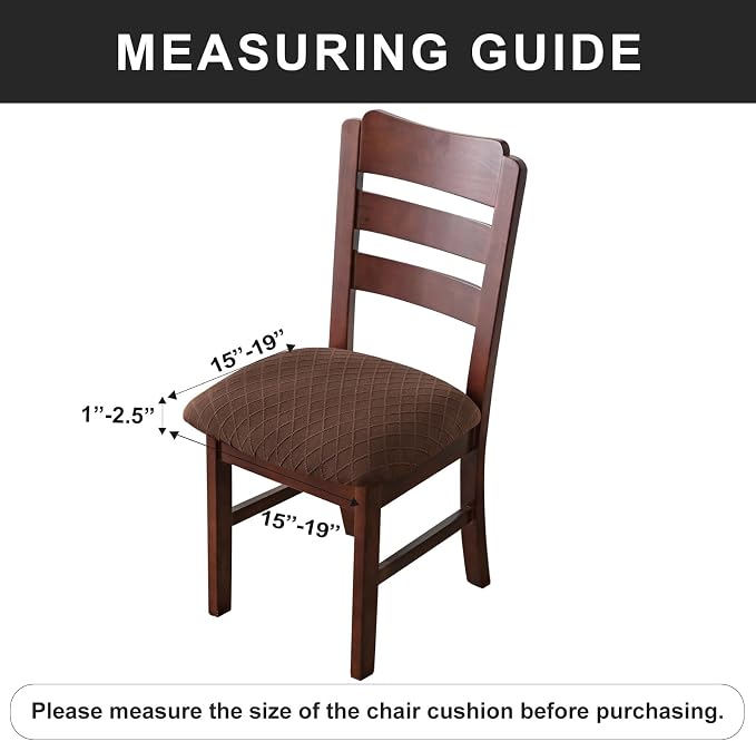 Genina Waterproof Seat Covers for Dining Room Chairs Covers Dining Chair Cover Kitchen Chair Covers (Chocolate, 6 Pcs)