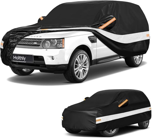 10 Layers SUV Car Cover Custom Fit for Land Rover Range Rover Sport (2005-2026), Waterproof All Weather for Automobiles, Outdoor Full Cover Sun Dust Rain Protection with Cotton. Black