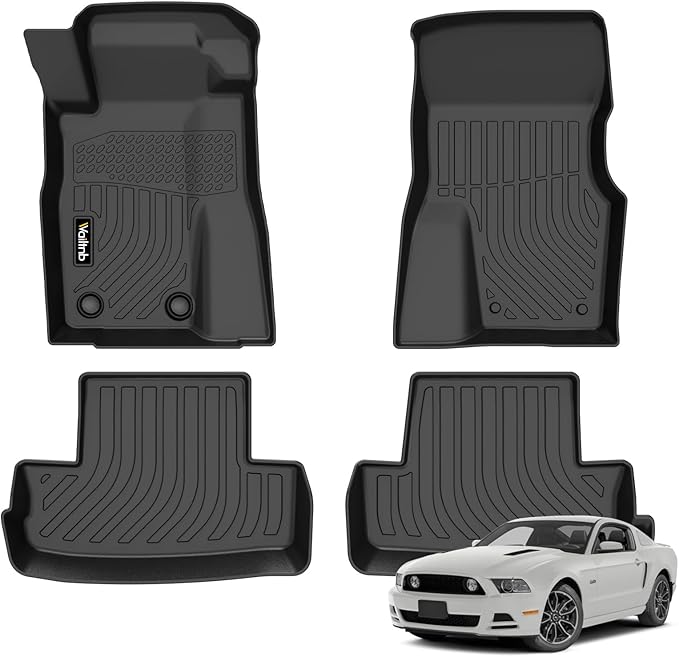 Wailtnb-Mats for Ford Mustang 2011-2014 Convertible & Coupe Floor Mat All Weather Floor Liner Car Mat for Ford Mustang Custom Fit Automotive Full Set Accessories
