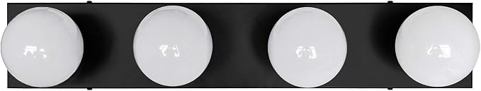 Design House Vanity Lights, 4 Linear Lights, Dimmable, Horizontal or Vertical Use, Uses (4) 60W Bulbs, for Bathroom/Makeup Vanity, Matte Black, 24.0. in. L x 4.33 in. H x 2.0 in. D, 588574-BLK