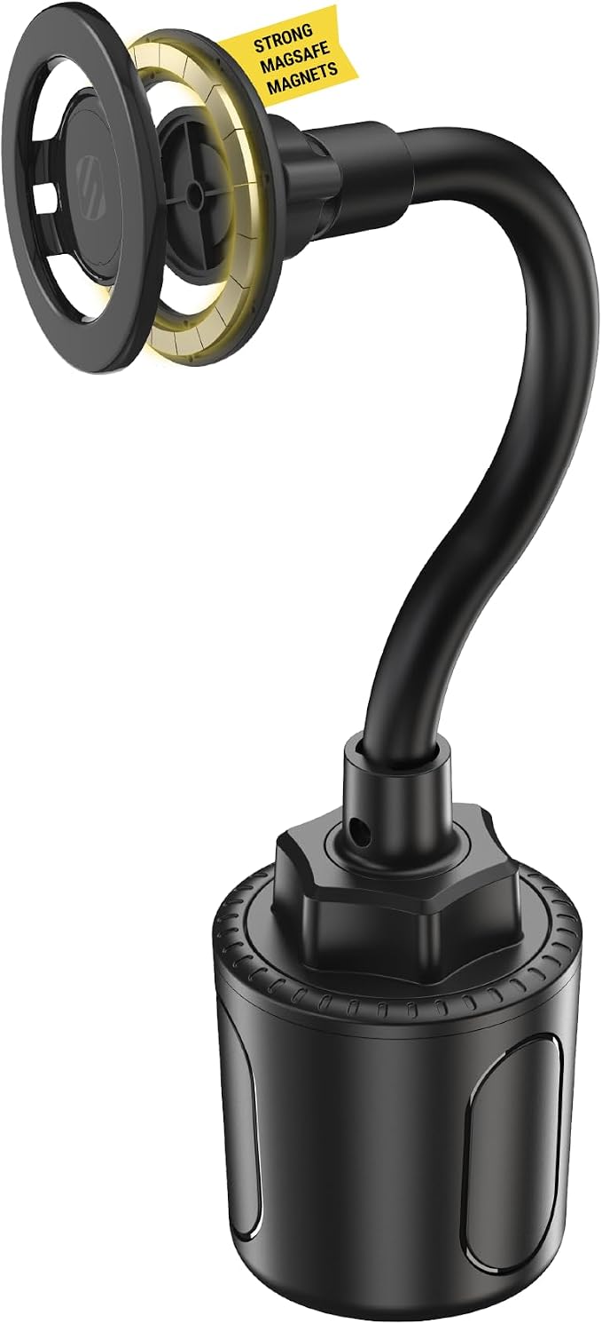 Scosche MagicMount™ SMSCUP Magnetic Cup Holder Phone Mount with Adjustable Gooseneck and Magnet Head, MagSafe Phone Holder for Car Compatible with iPhone 16 15 14 13 12 Series, Mag Safe Case & Android