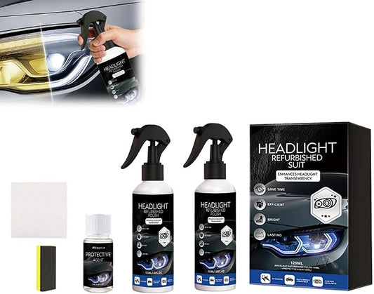 Car Headlight Restoration Kit - 2026 Upgraded Automotive Headlight Cleaner and Restorer Kit for Foggy Yellowing Oxidation, Refurbishing Fluid Restores Clarity & Brightness for All Vehicle Types (2PCS)