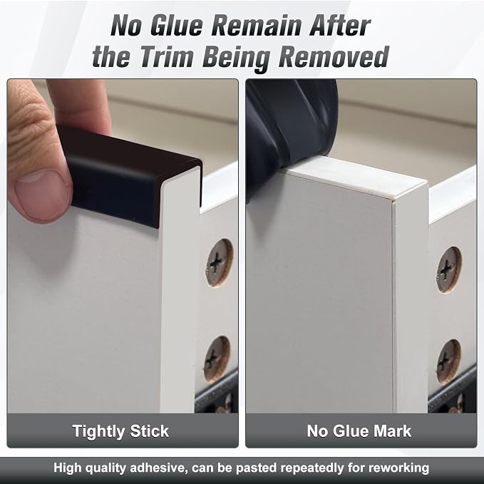 Rubber Edge Trim, 2-1/2 inch Wide U Channel Edge Trim, Big Size U Shaped Trim, Self Adhesive Edge Banding for Plywood, Woods, Doors, Shelf, Cabinet, Countertop, Length 20Ft, Black