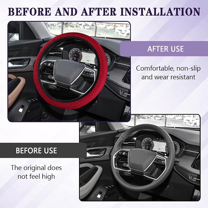 Elastic Stretch Steering Wheel Cover, Steering Wheel Cover, 15" Breathable Auto Steering Wheel Protector, Universal Car Accessories Comfortable Non-Slip Vehicle Steering Wheel Covers for Women Men