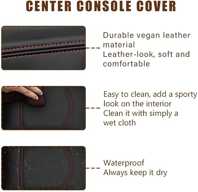 Muslogy Center Console Armrest Cover Fit for Ford Maverick 2022-2025 2026 Accessories, Comfort Armrest Pad Console Lid Cushion Vegan Leather Regular Thick (Black)
