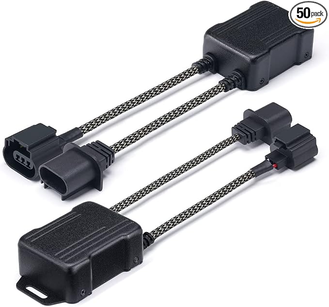 H13/9008 LED Canbus Decoder Anti Flicker Error Free for Headlight Bulbs | Premium Nylon Braided Cable, Heat-Resistant, Plug N Play, Pack of 2