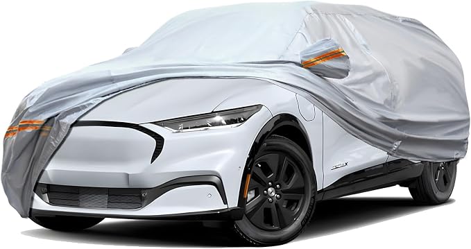 TUCAREST 6 Layers Full Car Cover for SUV- Waterproof, Insulated, Anti-UV, Snow-Proof, Anti-Wind, All-Weather, Thickened Protection, up to 190 in