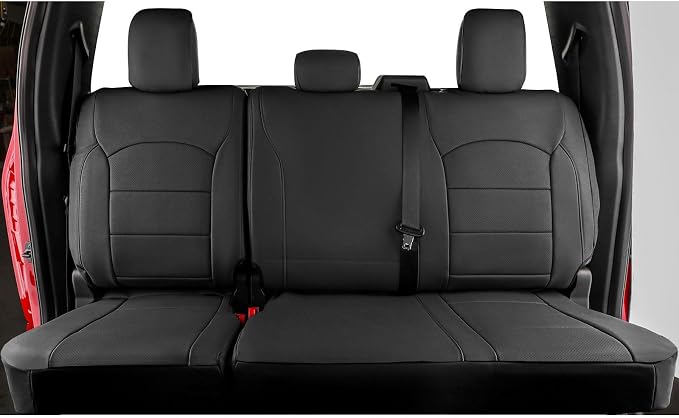 F150 Leather Seat Covers Full Set for 2021-2025 2026 Ford F150 SuperCrew STX,Tremor,XL,XLT & 2022-2024 F150 Lightning,for 2023-2026 F250/F350 CrewCab XL,XLT,Fully Covered Truck Seat Protector (Black)