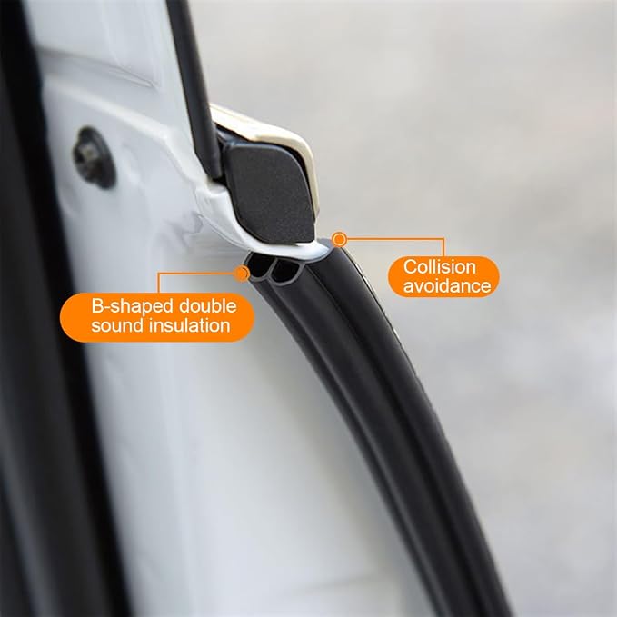 Osilly Car Door Rubber Seal Strip, 32.8Ft Self Adhesive Weather Stripping Automotive Edge Trim, Weatherstrip Soundproof Vehicle Tailgate Window Sealing Cover, Universal for SUV RV Truck (Black)