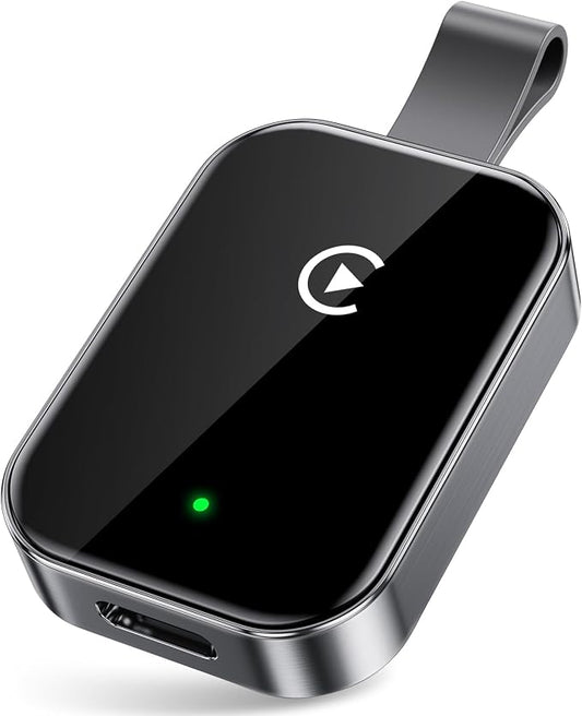 High Tech Wireless CarPlay Adapter for Apple-Super Mini Edition | Easy to Upgrade Wired Car Play to Wireless | Latency-Free in-Dash Navigation GPS Dongle for iPhone iOS 10+(Silver Black)