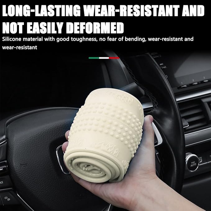 Bittwee Steering Wheel Cover, Car Silicone Steering Wheel Protector, Anti-Slip Soft Odorless Wheel Covers, Universal 14-15 Inch Steering Wheel, Automotive Interior Accessories (Beige)