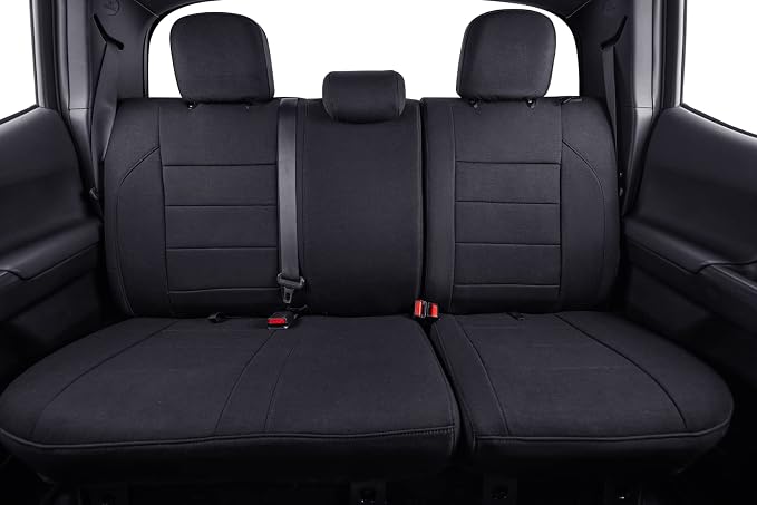 coverdream Custom Fit Seat Covers for 2016-2023 Toyota Tacoma Double Cab/Crew Cab SR,SR5,TRD Off Road,TRD Pro,TRD Sport,Limited,Fully Covered,UV Resistant Polyester Seat Protector (Full Set,Black)