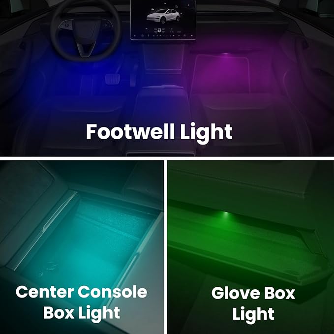 7 Color Car Door Welcome Lights,Car Puddle Light, Footwell Lamp Trunk Lights Compatible with Tesla Model 3 Model S Model Y Model X,2PACK