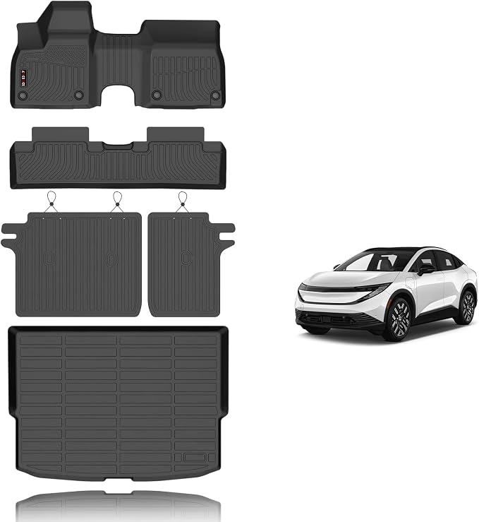 KELCSEECS Floor Mats with Seatback Mats for Nissan Leaf 2026, Black | TPE all-weather full set w/ cargo & seatback mats, anti-slip, odorless, custom fit 2026 Leaf, for commute, trips & outdoor
