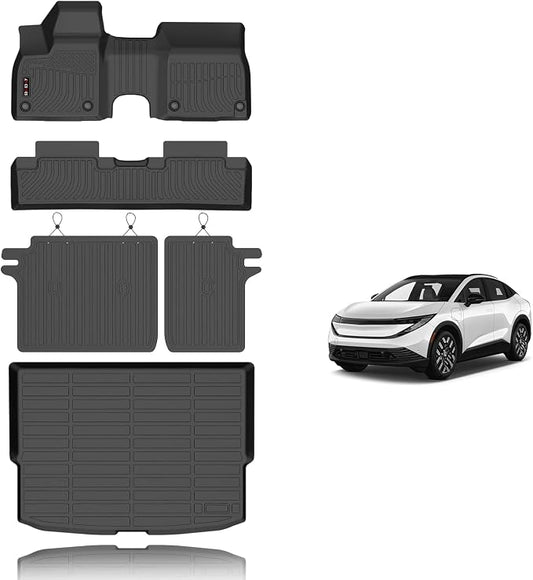 KELCSEECS Floor Mats with Seatback Mats for Nissan Leaf 2026, Black | TPE all-weather full set w/ cargo & seatback mats, anti-slip, odorless, custom fit 2026 Leaf, for commute, trips & outdoor