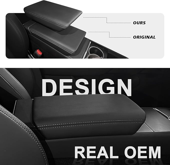 Muslogy Center Console Armrest Cover Fit for 2026 2025 Tesla Model Y Juniper & Model Y L (Standard, Premium &Performance) / Model 3 Highland 2024+ Accessories Comfort Armrest Pad Snap-On (Hard Cover)