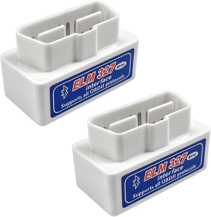 2 PCS ELM327 OBDII Car Auto Diagnostic Scanner, Professional Mini Bluetooth Scan Tool Engine Fault Code Reader, Wireless Failure Detector Interface Adapter for Most OBD II Vehicles (White)