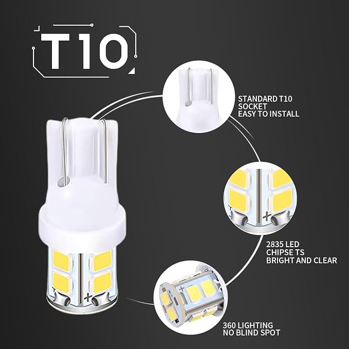 Pack-24 Car LED Bulb Kit Set, T10 31 mm 42 mm Interior Car Lights Bulbs Dome Light, Festoon Bulbs LED Replacement Bulbs for Car Dome Map Door Courtesy License Plate Lights (White)