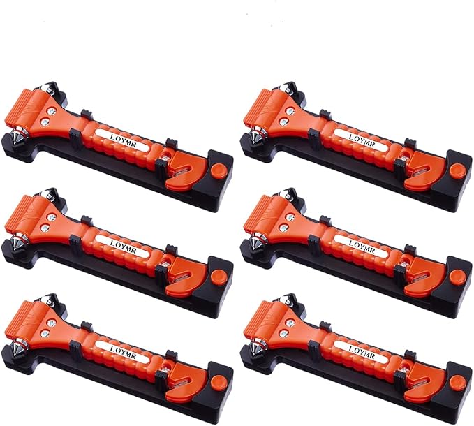6 PCS Car Safety Hammer Auto Car Window Glass Hammer Breaker and Auto Safety Seatbelt Cutter 2-in-1 Emergency Escape Tool