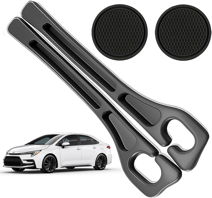 Car Seat Gap Filler Organizer Compatible with Toyota Corolla Accessories Seat Gap Plug Blocker with Storage Slot Non-Slip Car Cup Holder Coaster Black