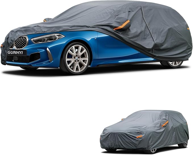 GUNHYI Premium Car Cover Custom Fit BMW 1-Series Hatchback, 16 Layers Heavy Duty Car Cover Waterproof All Weather with Zipper Door for Sun Rain Snow Dust Uv Protection