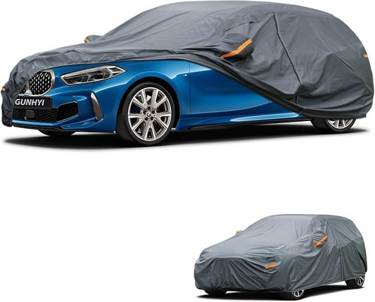 GUNHYI Premium Car Cover Custom Fit BMW 1-Series Hatchback, 16 Layers Heavy Duty Car Cover Waterproof All Weather with Zipper Door for Sun Rain Snow Dust Uv Protection