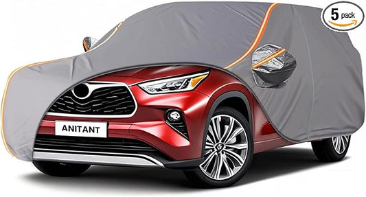 Custom Fit Toyota Highlander Car Cover for Highlander 2001-2025 Outdoor Waterproof Car Cover All Weather with Door Zipper Cotton Lining Scratch Resistant Rain Sun UV Dust Snow Protection