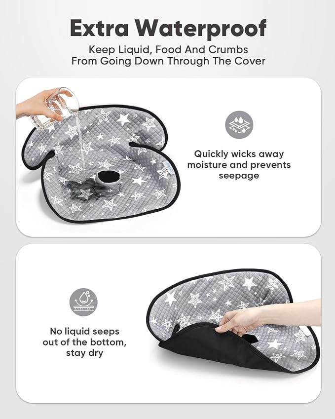 2 Pack Waterproof Baby Piddle Pads Carseat Potty Training Car Seat Protector, Waterproof Infant Car Seat Liner Cover to Prevent Pee, Leakproof and Washable (Gray Star)