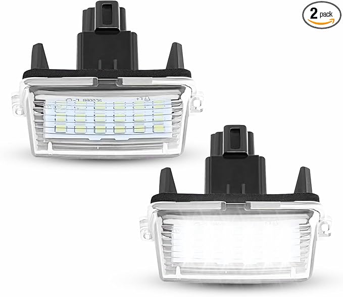 LESAUCE LED License Plate Light For Toyota Camry Highlander Avalon Prius C Yaris Tag Lamp Assembly, Powered by 18-SMD Xenon 6000K White LED Tag Lights, IP68 Waterprooof, 2PCS