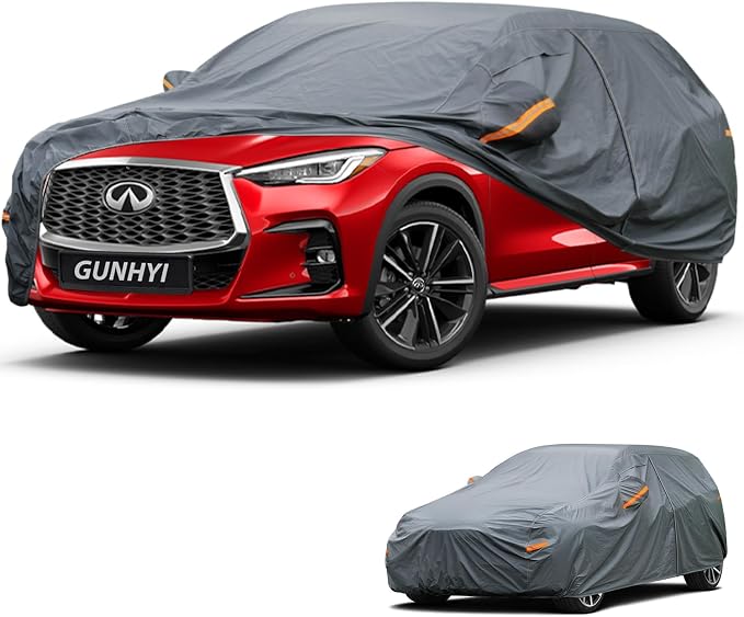 GUNHYI Premium Car Cover Custom Fit Infiniti QX55, 16 Layers Heavy Duty Car Cover Waterproof All Weather with Zipper Door for Sun Rain Snow Dust Uv Protection