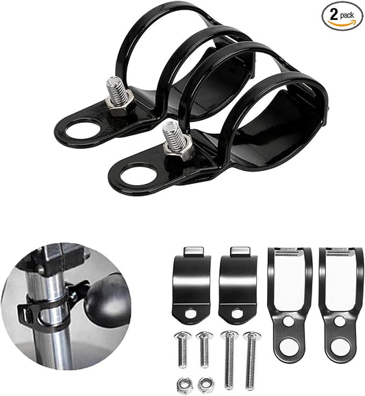ANKIA 1 Pair Universal Metal Motorcycle Turn Signal Indicator Light Bulb Lamp Mounting Brackets Clamp Holder Support for 30-45mm Front Fork Accessories (Turn Signal Brackets-Black)