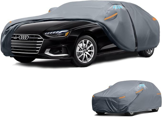 Waterproof A4(2007-2026) Car Cover with Breathable Vents, [Upgrade] Premium Covers with Cotton Liner and Zipper Door,Sun Rain Snow Dust Uv Protection.(Gift with Towel Storage Bag)