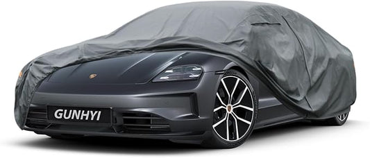 GUNHYI Premium Car Cover Custom Fit Porsche Taycan, 16 Layers Heavy Duty Car Cover Waterproof All Weather with Zipper Door for Sun Rain Snow Dust Uv Protection